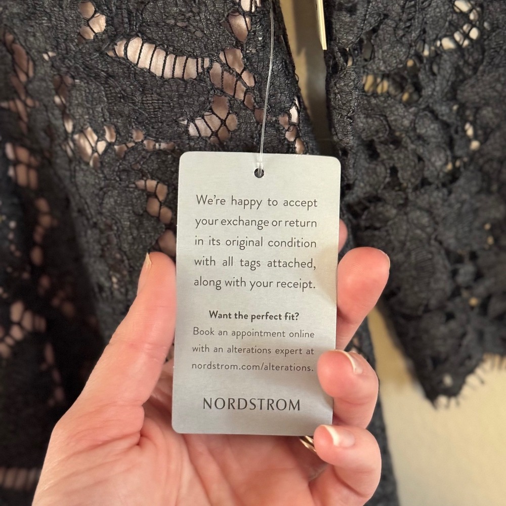 NWT Eliza J Charcoal Gray Lace Fit & Flare Dress Size 6 Sold at Nordstrom - Picture 7 of 16